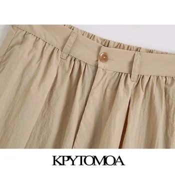 KPYTOMOA Ženy 2020 Elegantní Módní Vysokým Pasem Příjemné Kalhoty Vintage Zip Fly Elastický Lem Ženské Kotník Kalhoty Pantalones Mujer