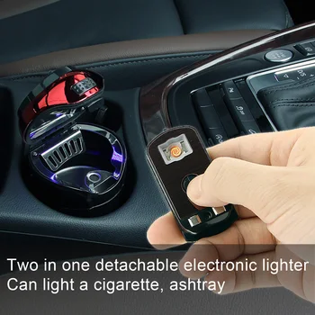 Kreativní Auto Popelník Koše Odnímatelné Cigaret Zapalovač s LED Světlem a Víkem