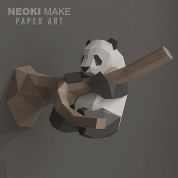 Kreativní Jednoduché 3D Geometrie Panda Home Dekorace na Zeď Nordic Vítr Papírové Formy Ručně vyráběné DIY Materiál Balení Ins Dekorace