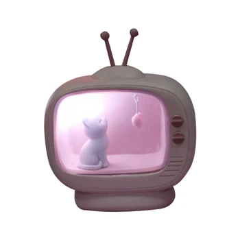 Kreativní TV Miniaturní Model Pro Domácí Dekoraci Příslušenství Noční Světlo Bedroon Dekor Figurky Roztomilý Kočka Sochařství, Dárek k Narozeninám