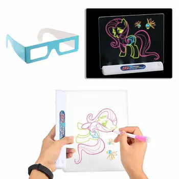 Kreslení Pad 3D Magic Pad Deluxe Se rozsvítí LED Efekty Puzzle Deskové Skicák Tablet Psací Deska Kreativní Děti Pero Dárek Hračky