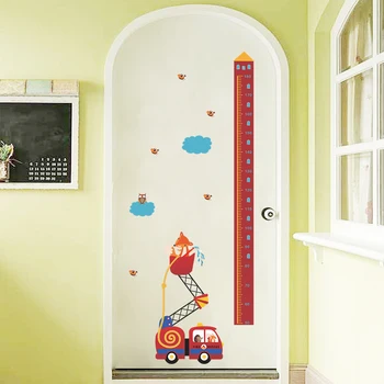 Kreslený Požární žebřík výška měření samolepka na zeď pro školky děti pokoje zeď obtisky růst graf Ložnice Zeď nástěnné Umění