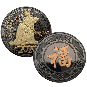 Krysa Rok Minci Čínského Zvěrokruhu Pamětní Mince Kolekce Uměleckého Řemesla