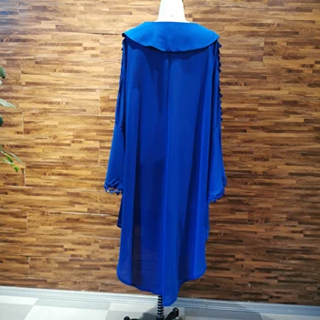 Královská modrá chiffion ženy midi šaty podzim 2020 Asymetrické ležérní móda Erupce Rukáv šaty volné 5xl plus velikosti vestiods