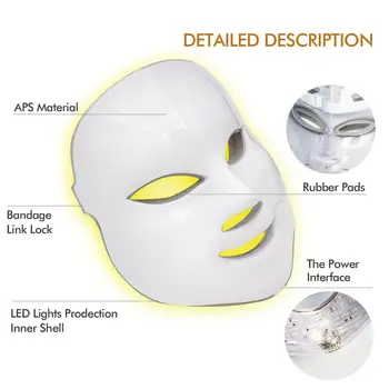 Krása Photon LED Obličejové Masky, Terapie 7 Barev Světla, Péče o Pleť, Omlazení Vrásek, Odstranění Akné Spa Nástroj