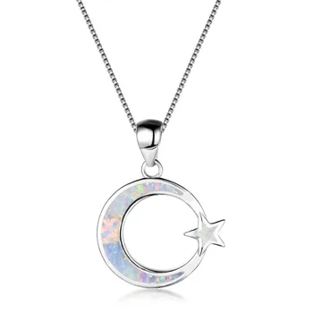 Krásné Elegantní 925 Sterling Silver Fire Opal Moon Star Náhrdelníky Pro Ženy, Šperky, Dárky