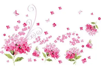 Krásné Růžové Květinové Samolepky na Zeď Obývací Pokoj Dekorace Dívky Ložnice Vinyl Obtisk Samolepky na Zeď Dekor Nástěnné Tapety