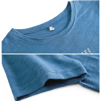 Krátký Rukáv Letní Dámské Bambusové Bavlněné T-Košile 2021 Dopis Tisk O-Neck Loose Ležérní Trička Femme Modrá Fialová Útulné Topy