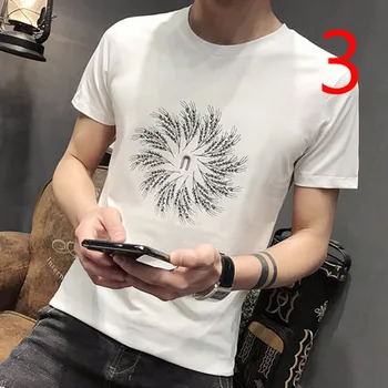 -Krátký rukáv t-shirt mužské létě 2019 nové korejské verze self-kultivace trend kolem krku tisk značky tide