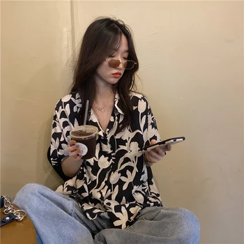 Krátký Rukáv Šifon Halenka Letní Příležitostné Ženy Košile Svetr Vintage Hong Kong Květinové Tlačítko Volné Dámské Oblečení 10273