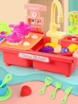 Kuchyňský Dřez Předstírat, že Hračky Realistické Odnímatelný Odtok na oblečení Misky-mytí Nádobí Pro Batolata, Děti