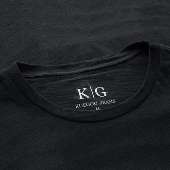 KUEGOU 2020 Podzim Patchwork Bavlněné Povlečení Obyčejné Černé Tričko Muži Tričko Značky T-shirt Long Sleeve Tee Shirt Plus Velikosti Topy 735