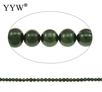 Kultivované Brambor Sladkovodní Perla Korálky tmavě zelené, 9-10mm Cca 0.8 mm, Prodáno Za Cca 15 Inch Strand