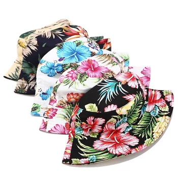 Květinové list tropické tisk rybář klobouk letní pony klobouk pláž UPF 50+ ochrana před sluncem kbelík klobouk pro ženy, muži, bob, 11 BAREV