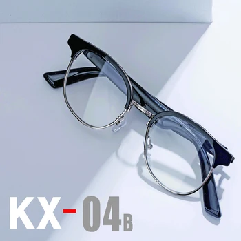 KX04B Inteligentní Oko Nosit Brýle s Bluetooth Hands-Free Volání Music Audio Hra Anti-modré Světlo Objektiv s Stříb Rámu Vodotěsné