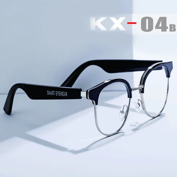 KX04B Inteligentní Oko Nosit Brýle s Bluetooth Hands-Free Volání Music Audio Hra Anti-modré Světlo Objektiv s Stříb Rámu Vodotěsné