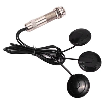 Kytara Pickup Piezo Kontaktní Mikrofon Vyzvednutí 3 Snímače Snímací Systém pro Akustické 6,35 mm Jack (Černá)