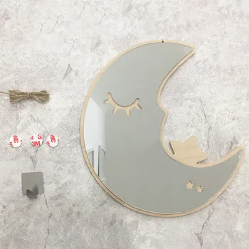 Křídla Akrylové Zrcadlo Domácí Karikatura Dekor Zrcadla Kreativní Dřevěné Zrcadlo Samolepka Na Zeď Hangable Děti Ložnice Dekorace Zrcadla