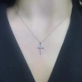 Kříž náhrdelník styl lesklé moissanite přívěsek pro náhrdelník, skutečný gem 925 stříbrné lesklé lepší než diamant dívka dárek Chirst dárek