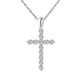 Kříž náhrdelník styl lesklé moissanite přívěsek pro náhrdelník, skutečný gem 925 stříbrné lesklé lepší než diamant dívka dárek Chirst dárek