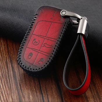 Kůže Smart Auto Klíč Pouzdro pro Jeep Compas Cherokee Renegade Klíč Kryt Fob Taška Držitel Klíčenka Prsten Řetěz Styling Příslušenství
