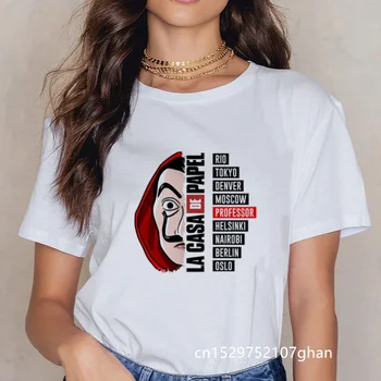 La Casa De Papel ženy t košile Harajuku BELLA CIAO dopisy tisk Krátký Rukáv legrační Peníze Loupež Domu Papíru Hip Hop Topy Tees