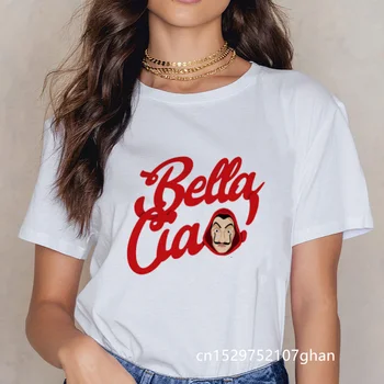 La Casa De Papel ženy t košile Harajuku BELLA CIAO dopisy tisk Krátký Rukáv legrační Peníze Loupež Domu Papíru Hip Hop Topy Tees
