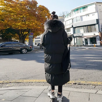 LANMREM black white Velké velikosti bavlna-polstrovaný bunda ženy 2020 zimní teplé volné oblečení s kapucí přes koleno módní kabát 2A911