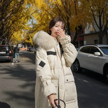 LANMREM black white Velké velikosti bavlna-polstrovaný bunda ženy 2020 zimní teplé volné oblečení s kapucí přes koleno módní kabát 2A911