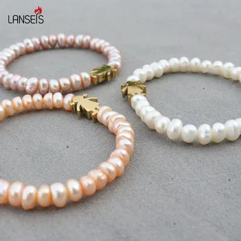 Lanseis Šťastná Dívka Náramek Shell Pearl Vánoční Dárek , 1ks Korálky Pro Výrobu Šperků Nový Rok DIY Módní Šperky Pro Ženy