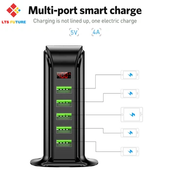 LED Displej Quick Charge Nabíječku Více 5 Port Desktop Nabíjecí Dock Stanice, Domácí Cestovní Nabíječka Hub Zásuvky Adaptér