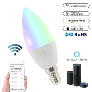 LED Inteligentní Světla, WiFi, Ovládání Hlasem Světlo E14/E12 RGB Domů Vnitřní Osvětlení Může Být Dokonale Kompatibilní S Apple Siri
