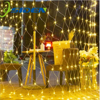 LED Net Závěs Ok Řetězec Víla Světla Vánoční 3x2m 200led EU 220V Strana Svatební Nový Rok Garland Venkovní Zahradní Dekorace