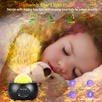 LED Noční Světlo Bluetooth, Hudební Přehrávač, Dálkové Hvězdné Vody Vlna Projektoru USB Děti Ložnice Dekorace Projektor Lampa Dítě