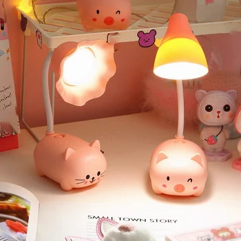 LED Stolní Lampa USB Nabíjecí Noční ochrana Očí Stolní Lampa Obývací Pokoj Badroom Dekorace Roztomilé Zvířecí Design Děti Dárky