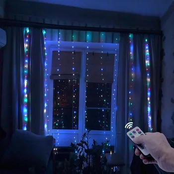 LED Závěs osvětlení strip USB typu String Světla Víla Girlanda Dálkové Ovládání Vánoce Nový Rok Dekorace pro Domácí Pokoj