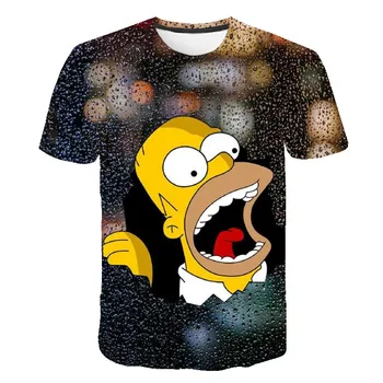 Legrační Simpson trička Děti Hip Hop Značky T-shirt roztomilé Tisku Děti Trička Letní Krátký Rukáv Topy, módní ležérní Tričko