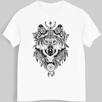 Legrační Vlk totem T-shirt Letní Muži Bavlna Krátký Rukáv T Shirt Příležitostné Muž Tričko Cool Trička Topy Harajuku Streetwear