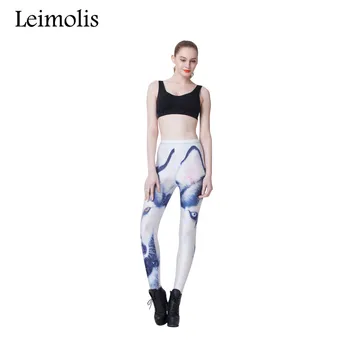 Leimolis 3D tištěné fitness push up cvičení legíny ženy gothic husky wolf plus velikosti Vysokým Pasem punk rock kalhoty
