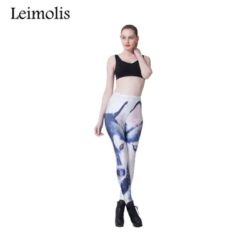 Leimolis 3D tištěné fitness push up cvičení legíny ženy gothic husky wolf plus velikosti Vysokým Pasem punk rock kalhoty