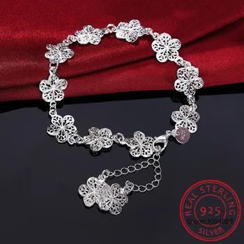 LEKANI 925 Sterling Silver Plné Květina Náramek Pro Ženy, Svatební Zásnubní Večírek Jemné Šperky
