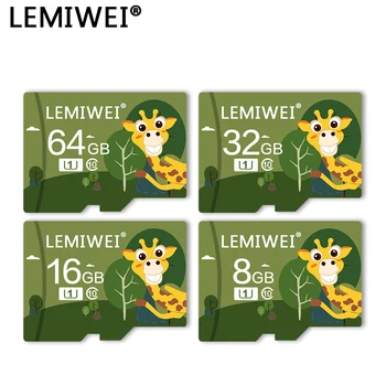 Lemiwei Paměťové Karty 64GB 32GB Class 10 High Speed Roztomilý Žirafa TF Flash Karta 16GB 8GB U1 TF karet Pro Smartphone