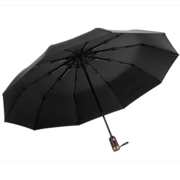 Leodauknow Tři skládací plně automatický módní Uv ochrana kovu, masivního dřeva rukojeť 10k pánské slunné a deštivé deštník.