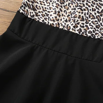 Leopard 2021 Letní Nové Módní Dětské Dívky Dítě Krátký Rukáv T-shirt Patchwork Šaty krátké Šaty Princess TUTU šaty