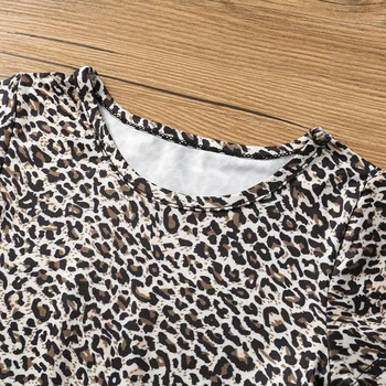 Leopard 2021 Letní Nové Módní Dětské Dívky Dítě Krátký Rukáv T-shirt Patchwork Šaty krátké Šaty Princess TUTU šaty