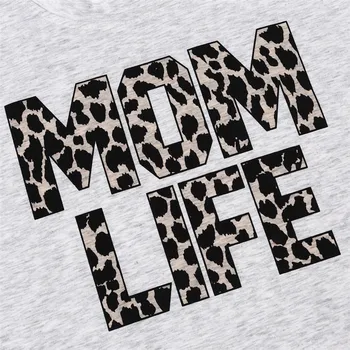 Leopard Tisk T Košile Ženy Topy Dopis Tee Letní Volný Top Lady T-shirt 2019 Krátký Rukáv Top Dámské Šedé tričko