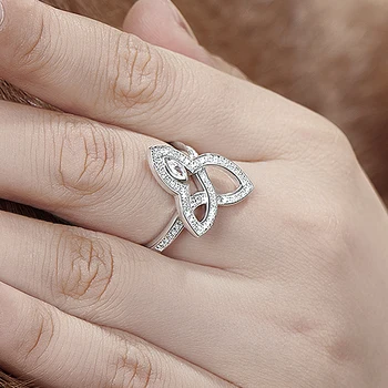 LESF 925 mincovní stříbro zásnubní prsten trojlístek prsten marquise řezané výročí prsten stříbrný dámský svatební prsten šperky