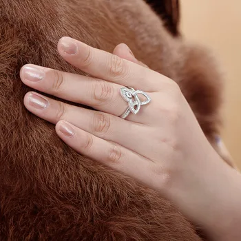 LESF 925 mincovní stříbro zásnubní prsten trojlístek prsten marquise řezané výročí prsten stříbrný dámský svatební prsten šperky