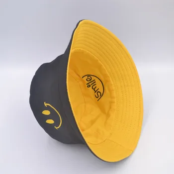 Letní Bavlněné Oboustranné Dopis Kbelík Klobouk Ženy Muži Venkovní Panama Skládací Bob Rybář Klobouk, Cestování, Rybaření Cap Yellow Hat