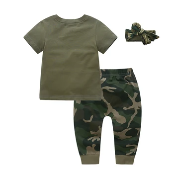 Letní Kluci T-shirt Oblečení Nastavit Vojenské Maskovací Soupravy s Kapucí Kabát + Kalhoty Děti, Dítě, Šaty, Obleky Oblečení